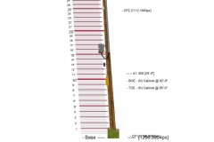 Side elevation of an existing utility pole to be utilized in the installation of 5G antennas.